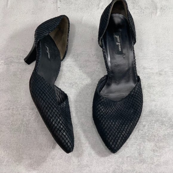 Paul Green Shoes - Paul Green Black Leather Snake Embossed d'Orsay Ju